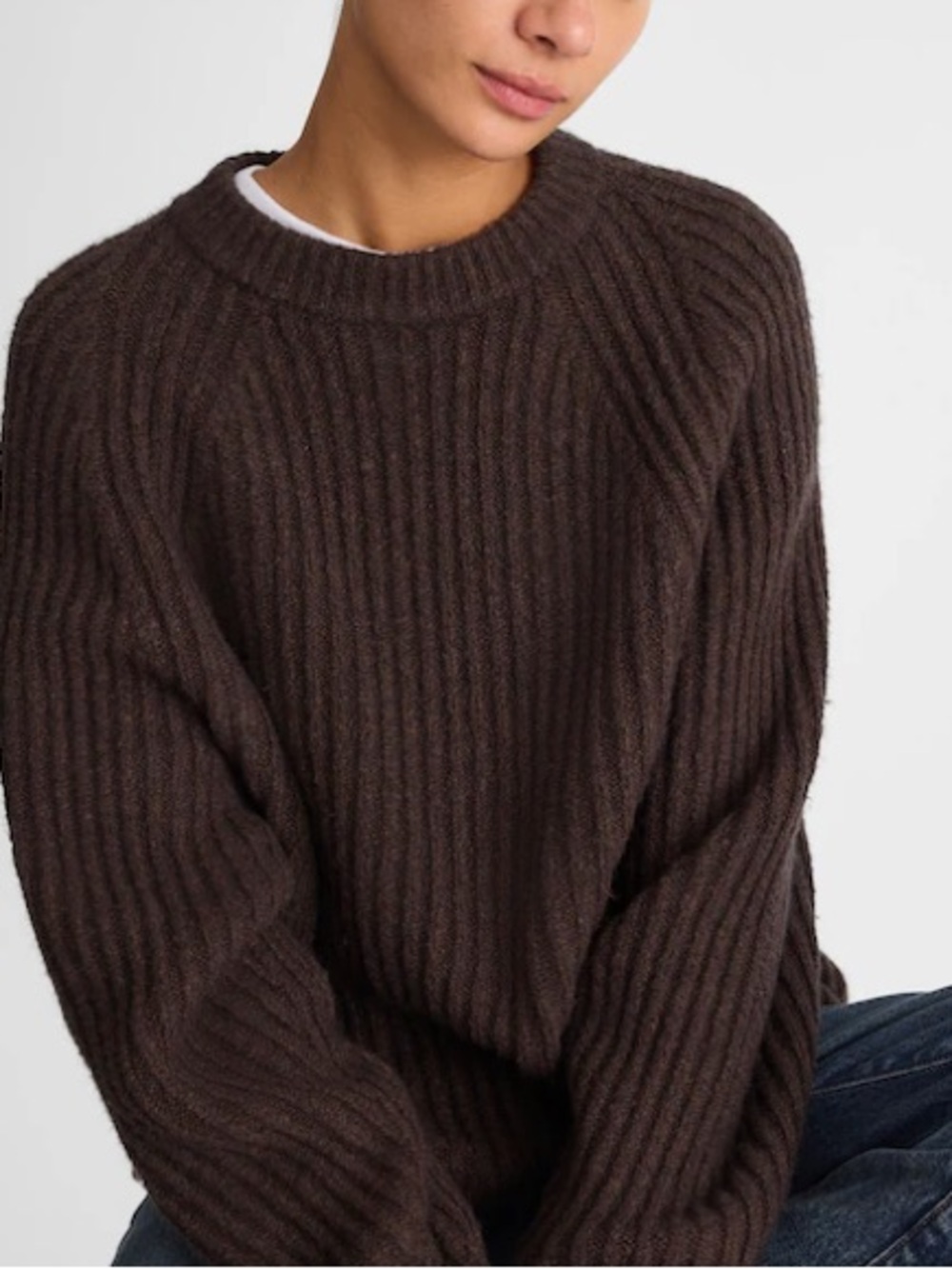Madewell Super Soft Ribbed Cotton Blend Sweater in molasses Size S - Picture 1 of 8